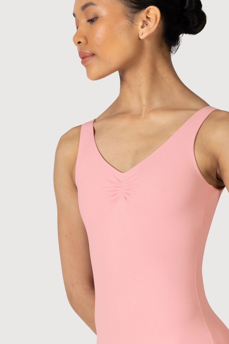 Women's Bloch Overture Odetta Sleeveless Pleat Leotards French Rose | USDYB17679