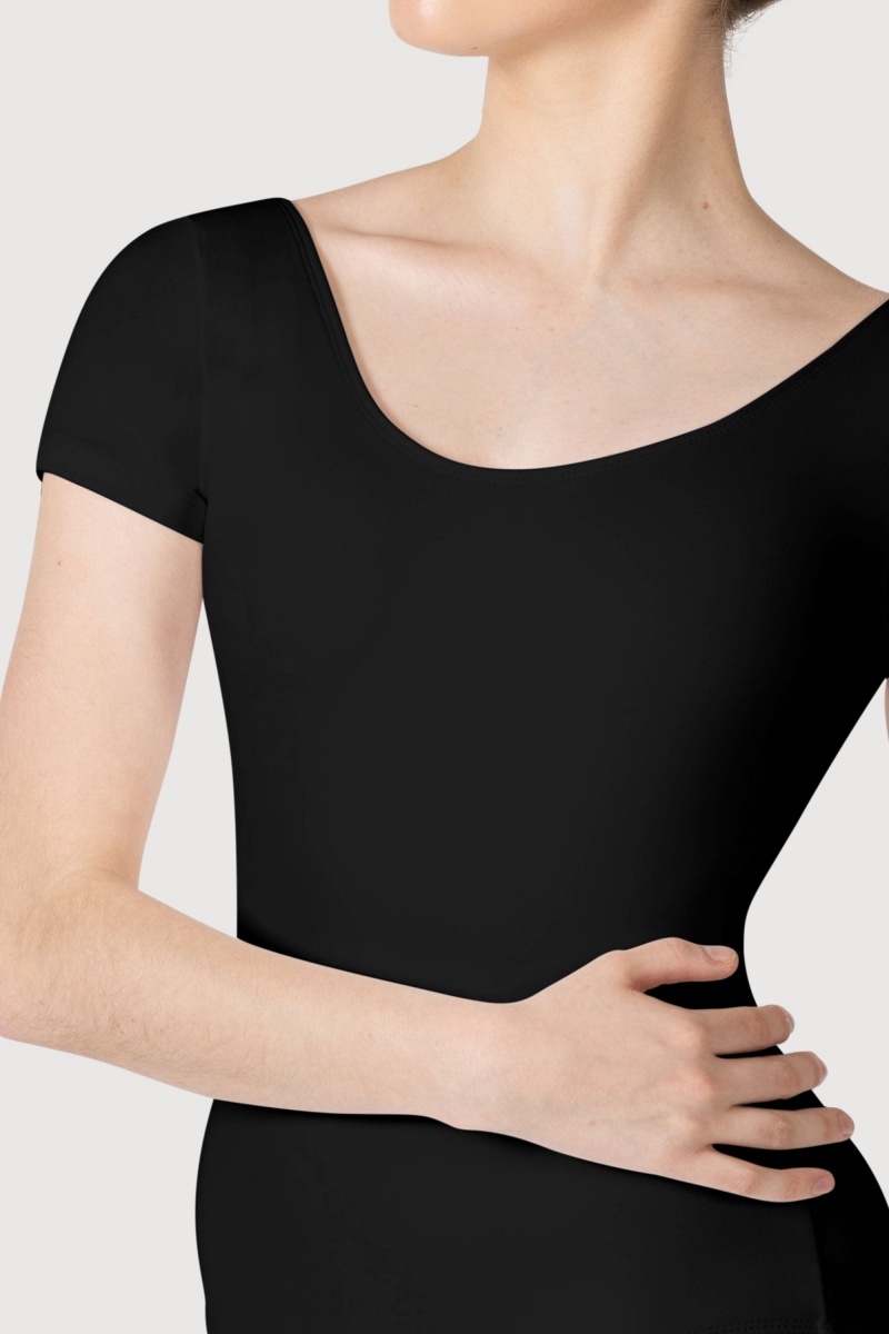 Women's Bloch Overture Olisia Short Sleeve Leotards Black | USNZX35229