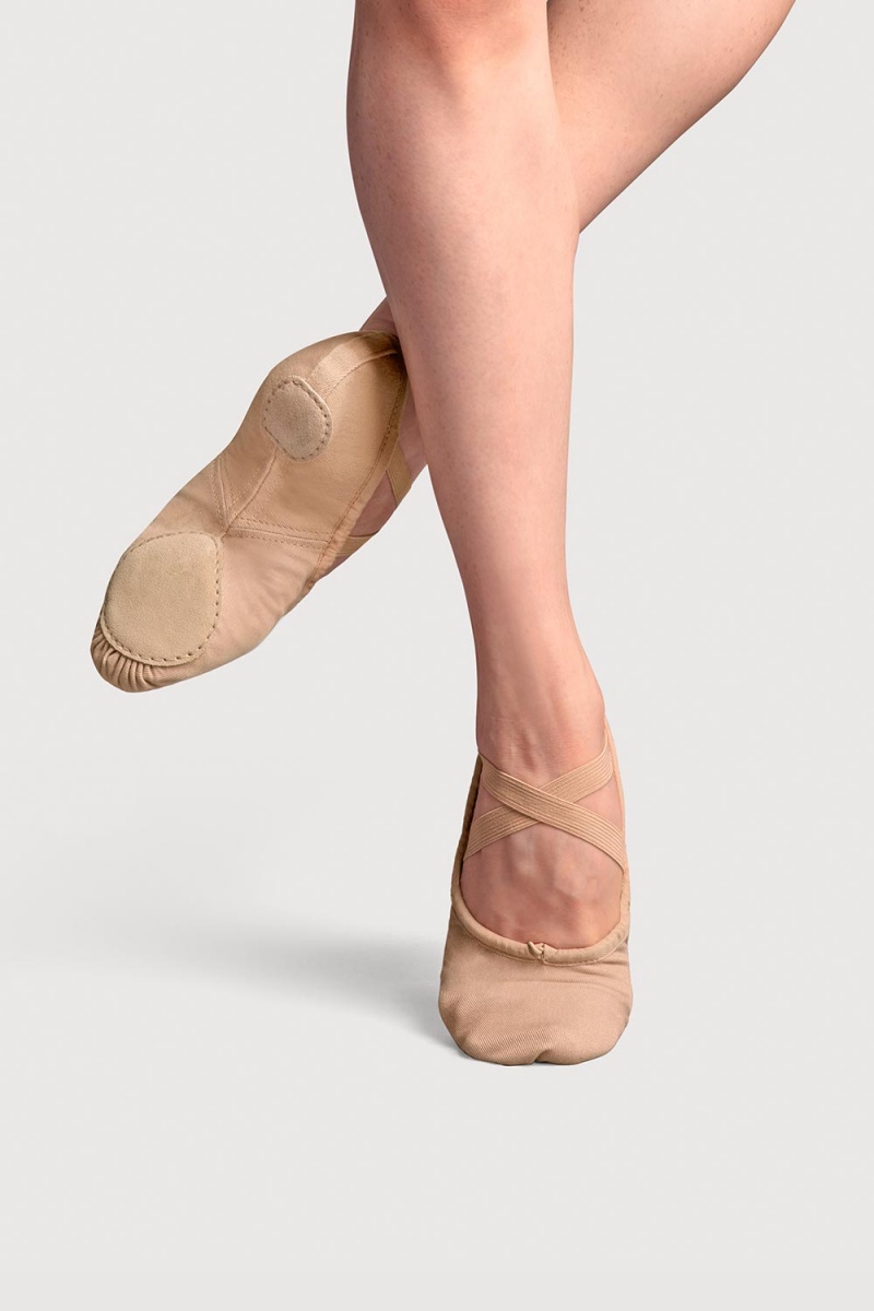 Women\'s Bloch Perfectus Canvas Split Sole Ballet Flats Sand | ZUSMJ85233