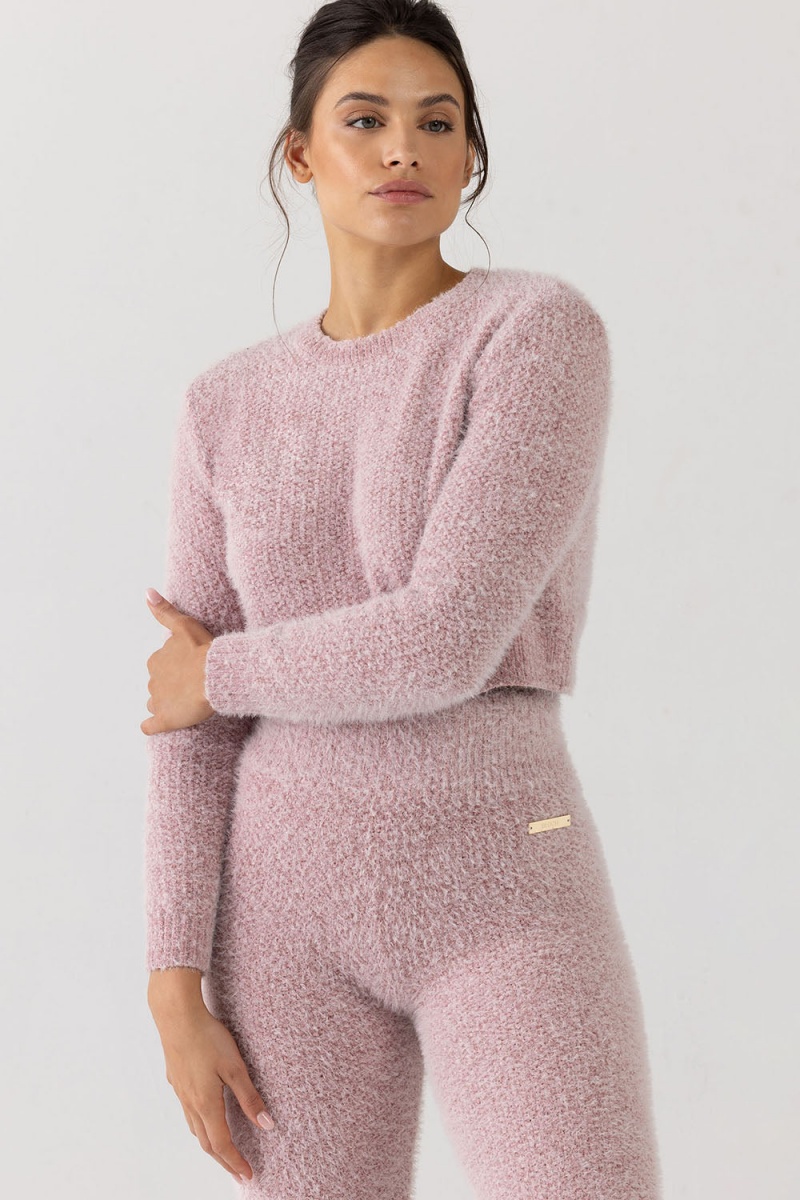 Women\'s Bloch Popcorn Stitch Long Sleeve Knitwear Dusty Pink | PUSER22998