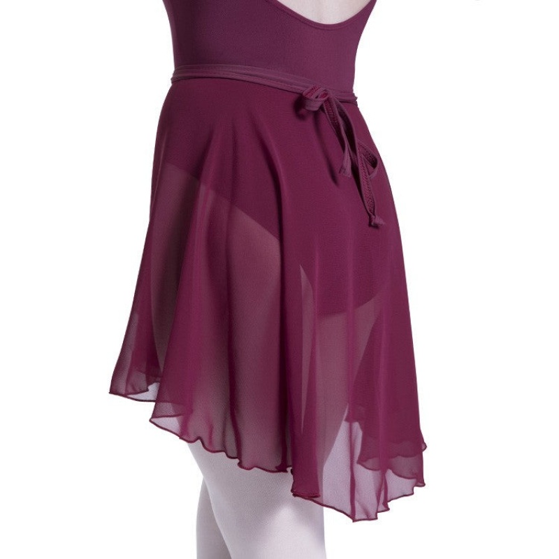 Women's Bloch Repertoire Asymmetrical Wrap Skirts Burgundy | ZUSNQ27971