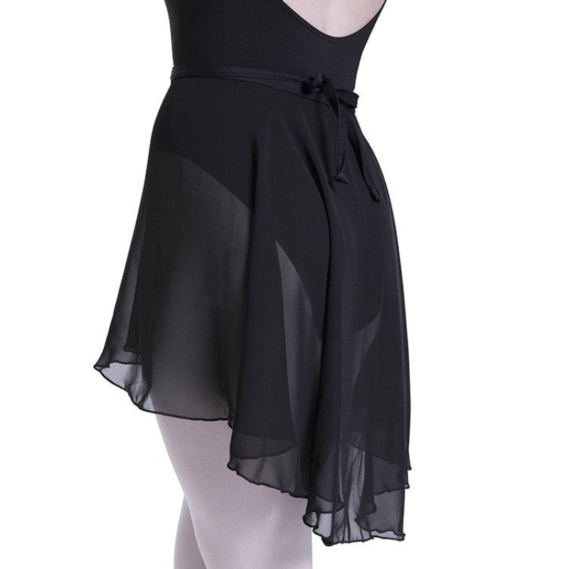 Women's Bloch Repertoire Asymmetrical Wrap Skirts Black | USXMI24380