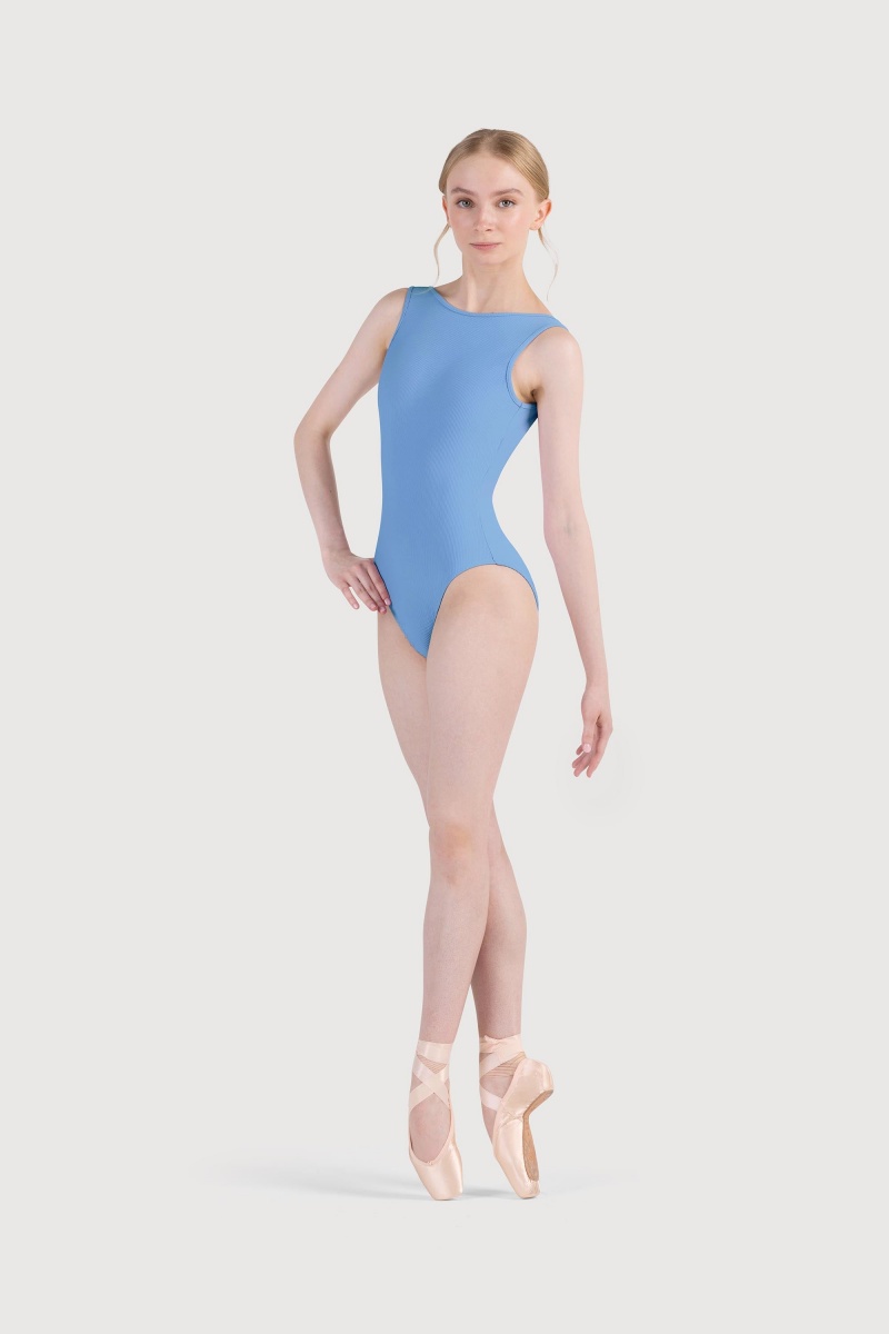 Women's Bloch Reyna Boat Neck Rib Leotards Delft Blue | USXMI68736