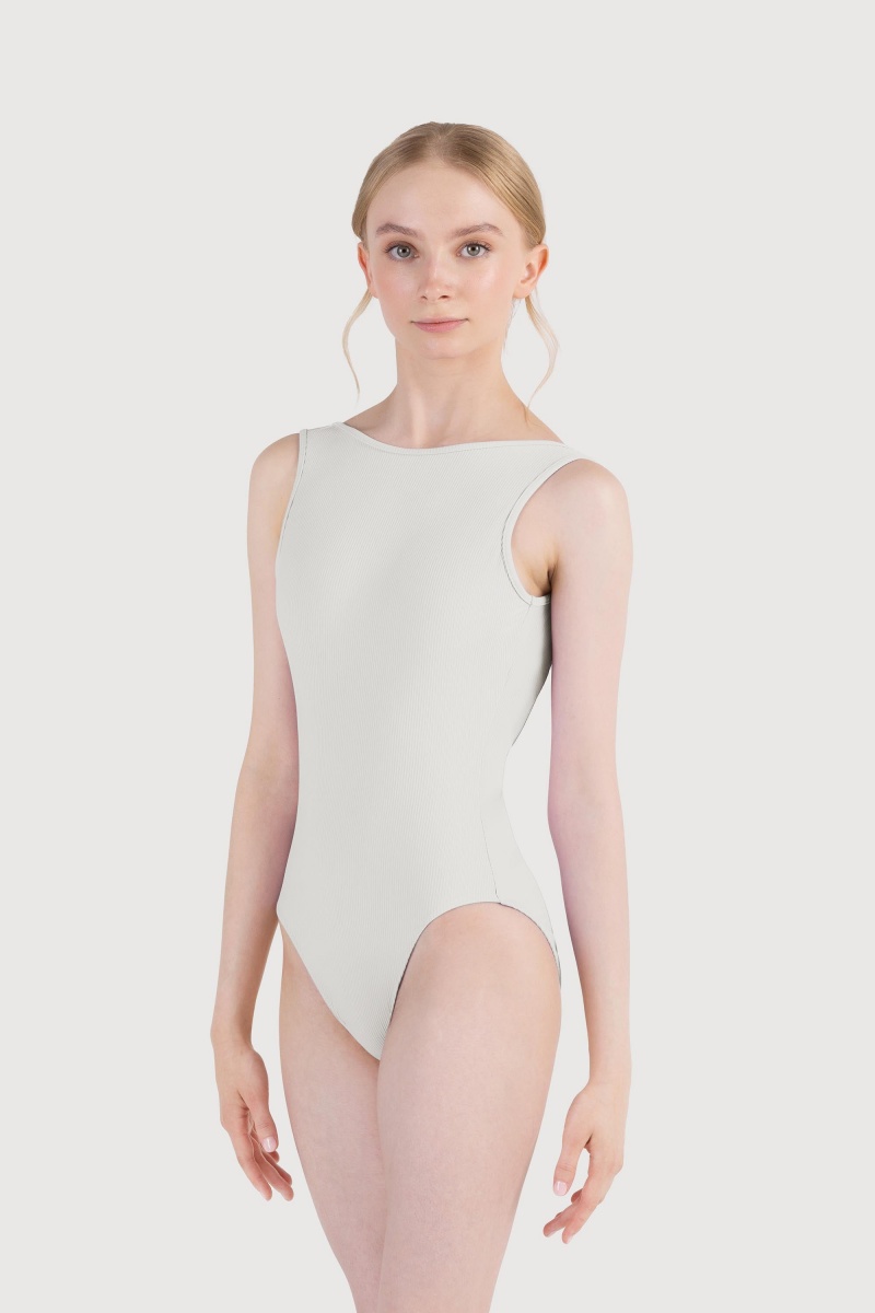 Women's Bloch Reyna Boat Neck Rib Leotards Ivory | USIIZ27653