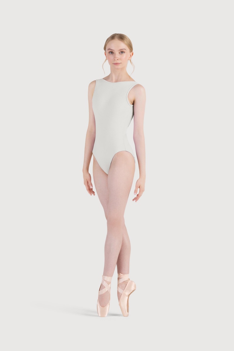 Women's Bloch Reyna Boat Neck Rib Leotards Ivory | USIIZ27653