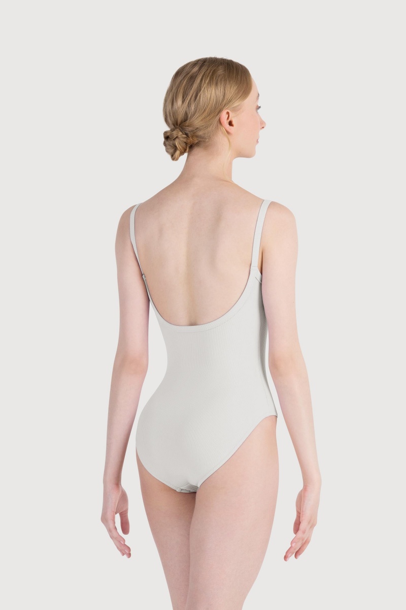 Women's Bloch Rubee Scoop Rib Cami Leotards Ivory | UUSND37076