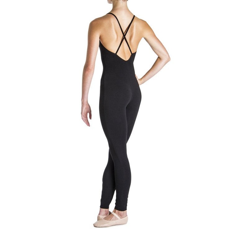 Women's Bloch Una Cross Back Unitards Black | TUSPQ67229