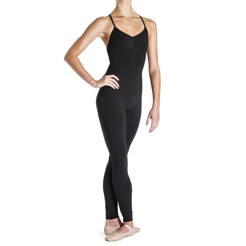 Women\'s Bloch Una Cross Back Unitards Black | TUSPQ67229