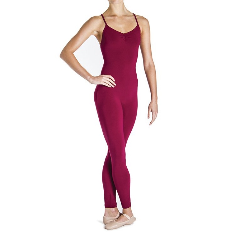 Women\'s Bloch Una Cross Back Unitards Burgundy | BUSSD71497