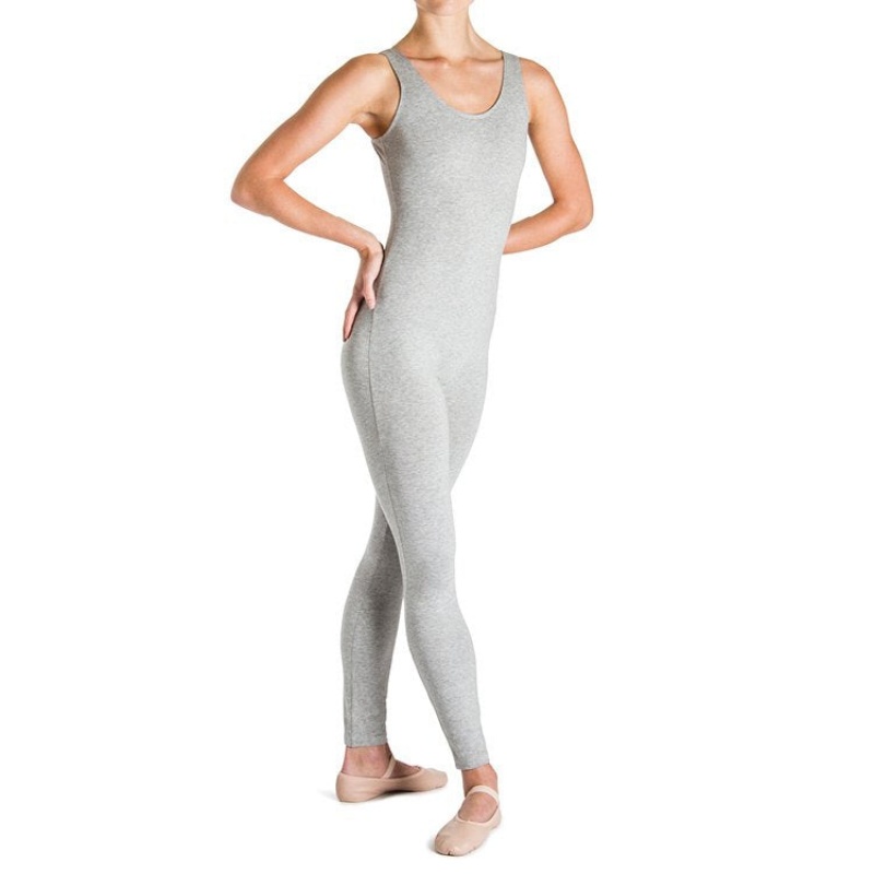 Women\'s Bloch Utano Scoop Neck Unitards Grey Marle | QUSWA22266