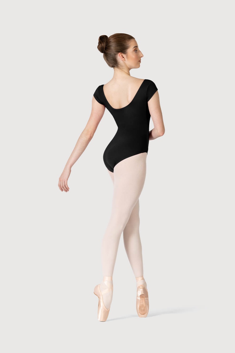 Women's Bloch Viva Repertoire High Back Cap Sleeve Leotards Black | GUSEC68845