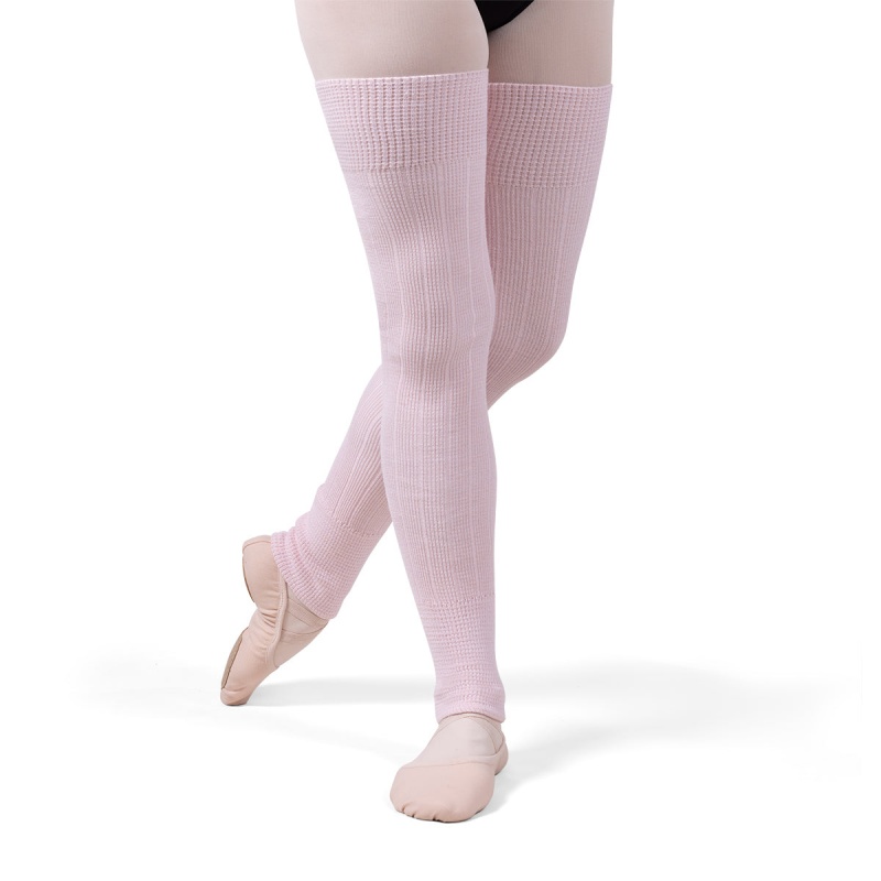 Women\'s Bloch X Knit Long Ribbed Legwarmers Knitwear Baby Pink/White | USJBT50831